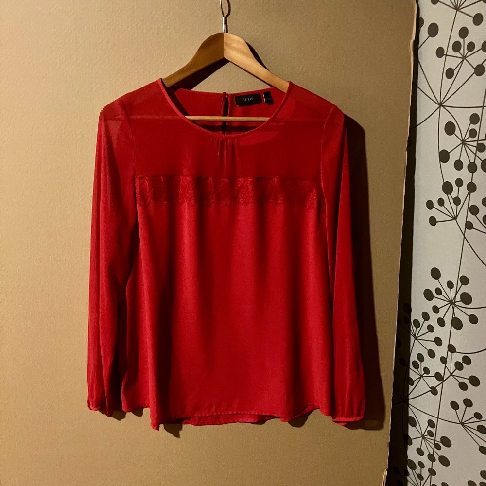 Like New APT. 9 Size Medium Long Sleeve Top in Candy Apple Red.